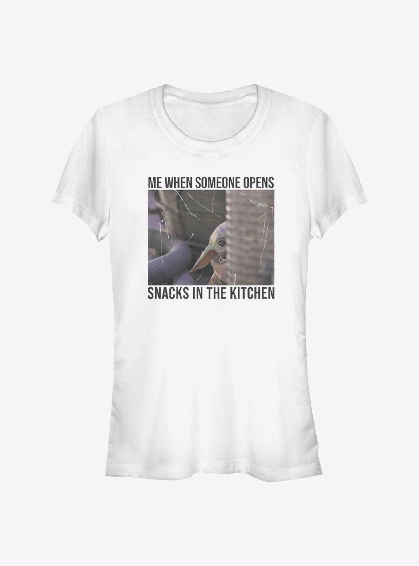 Star Wars The Mandalorian The Child Meme Hears Snacks Girls T-Shirt, WHITE, hi-res