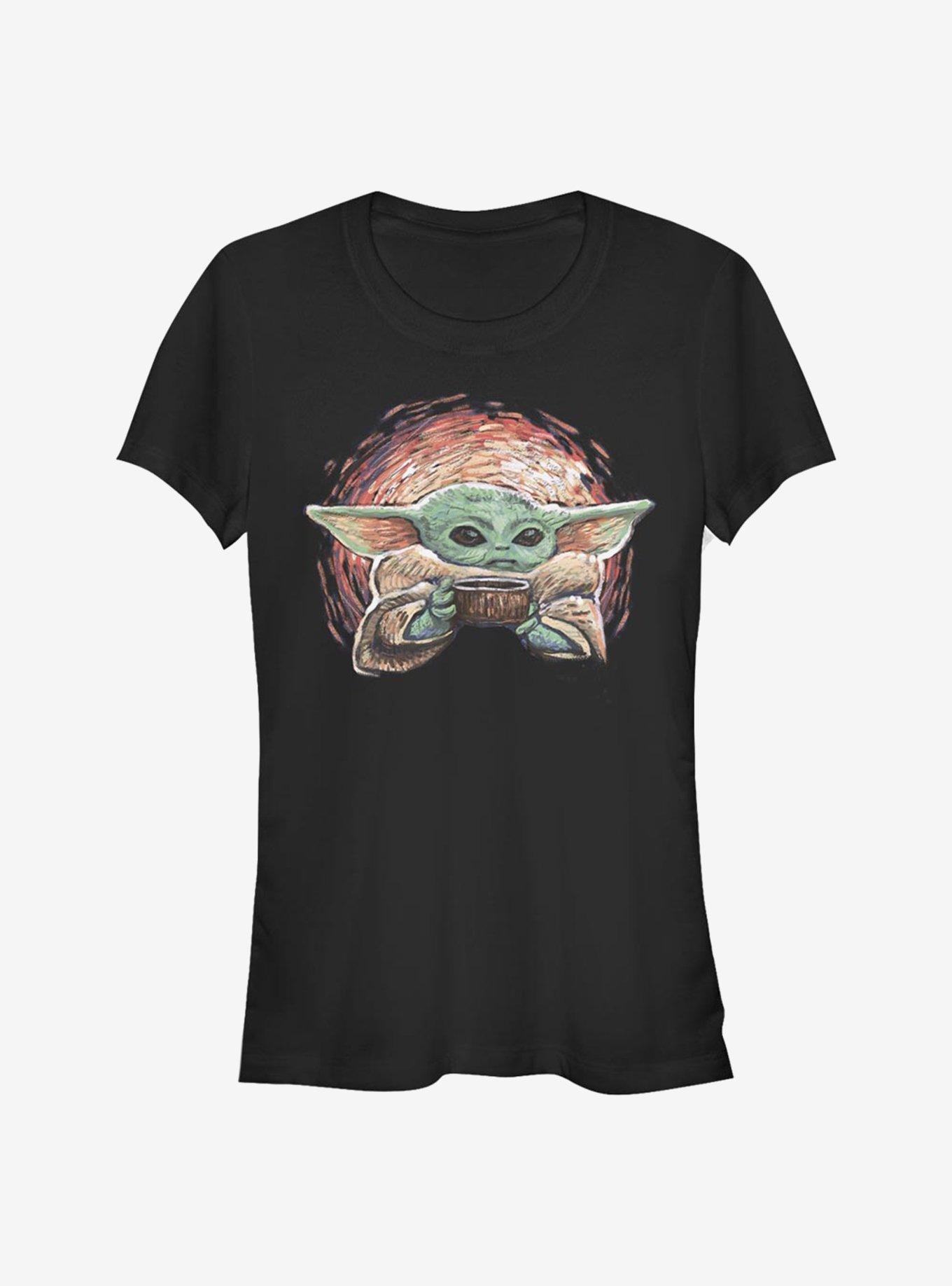 Star Wars The Mandalorian The Child Sipping Stars Girls T-Shirt, BLACK, hi-res