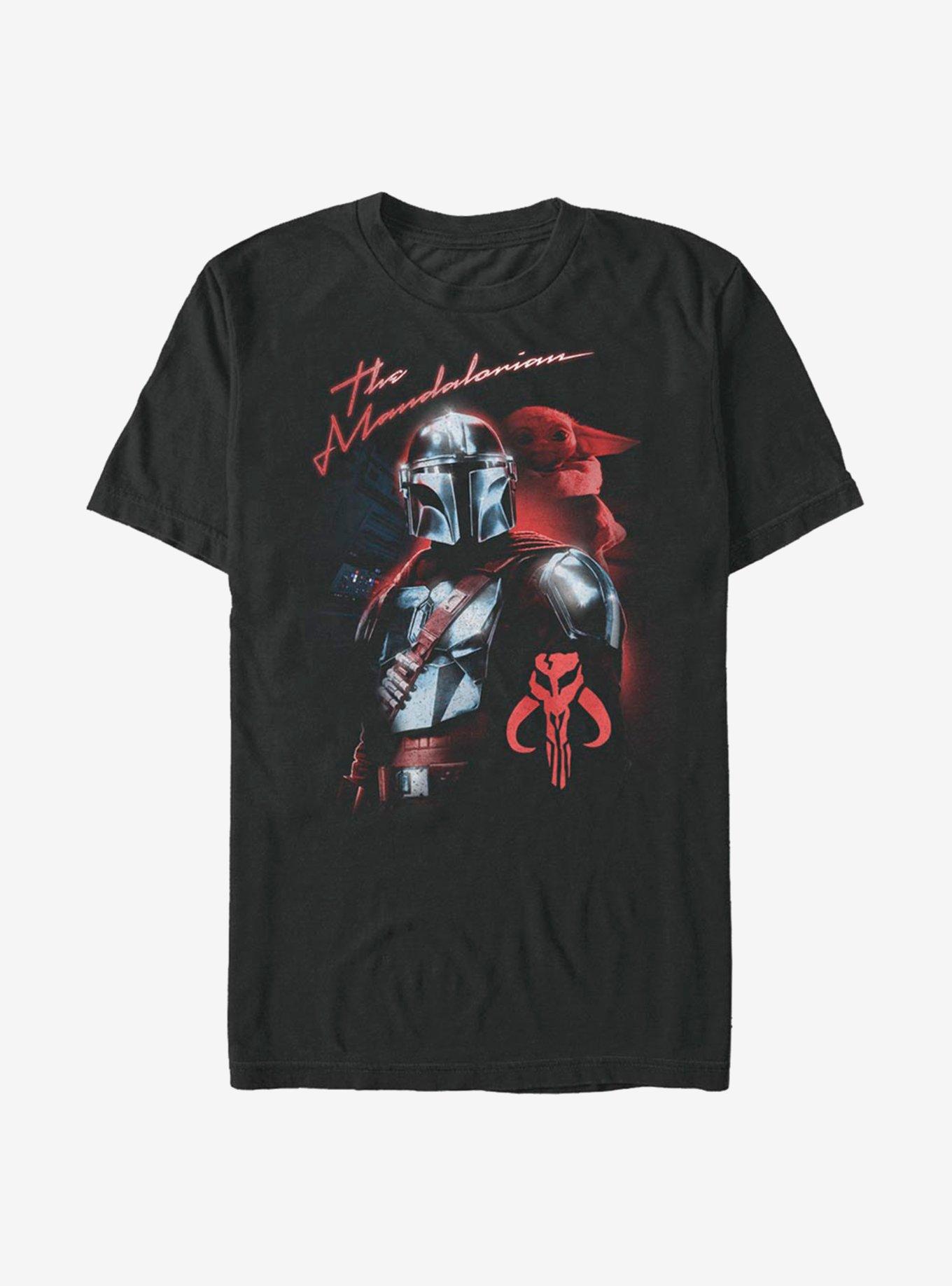 Star Wars The Mandalorian Mando Retro Glow T-Shirt, BLACK, hi-res