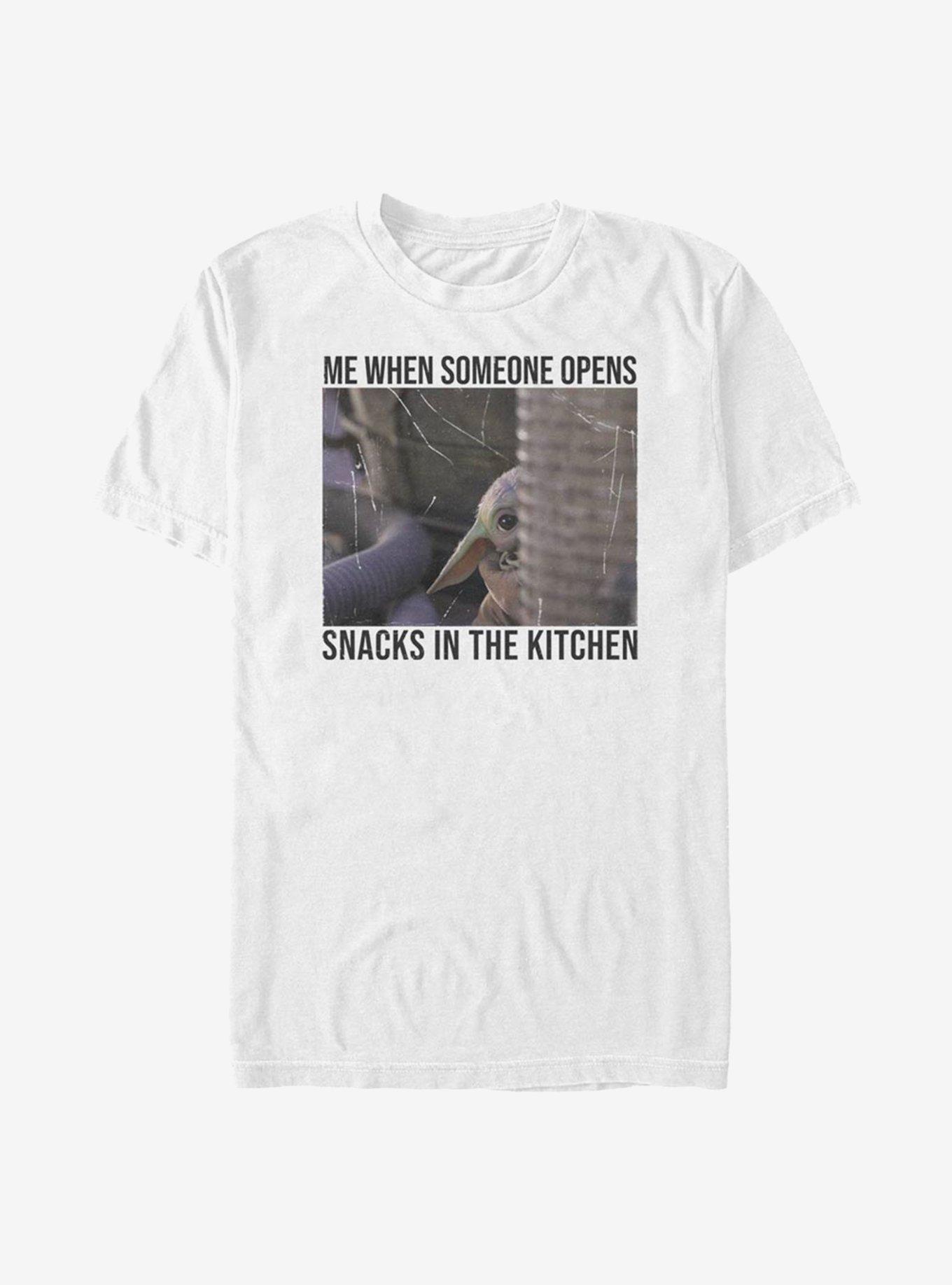 Star Wars The Mandalorian The Child Meme Hears Snacks T-Shirt, WHITE, hi-res
