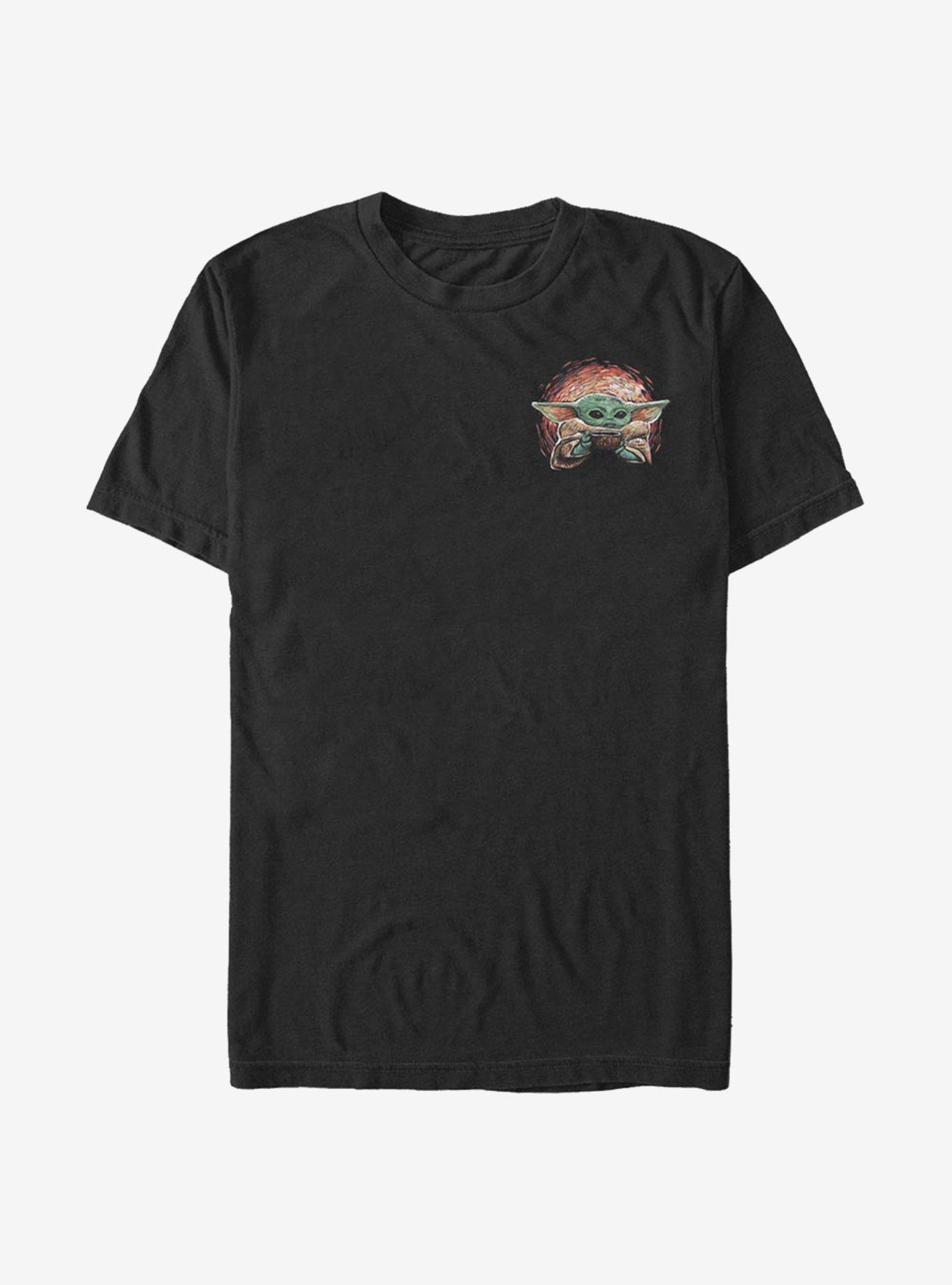 Star Wars The Mandalorian The Child Sipping Stars Badge T-Shirt, BLACK, hi-res
