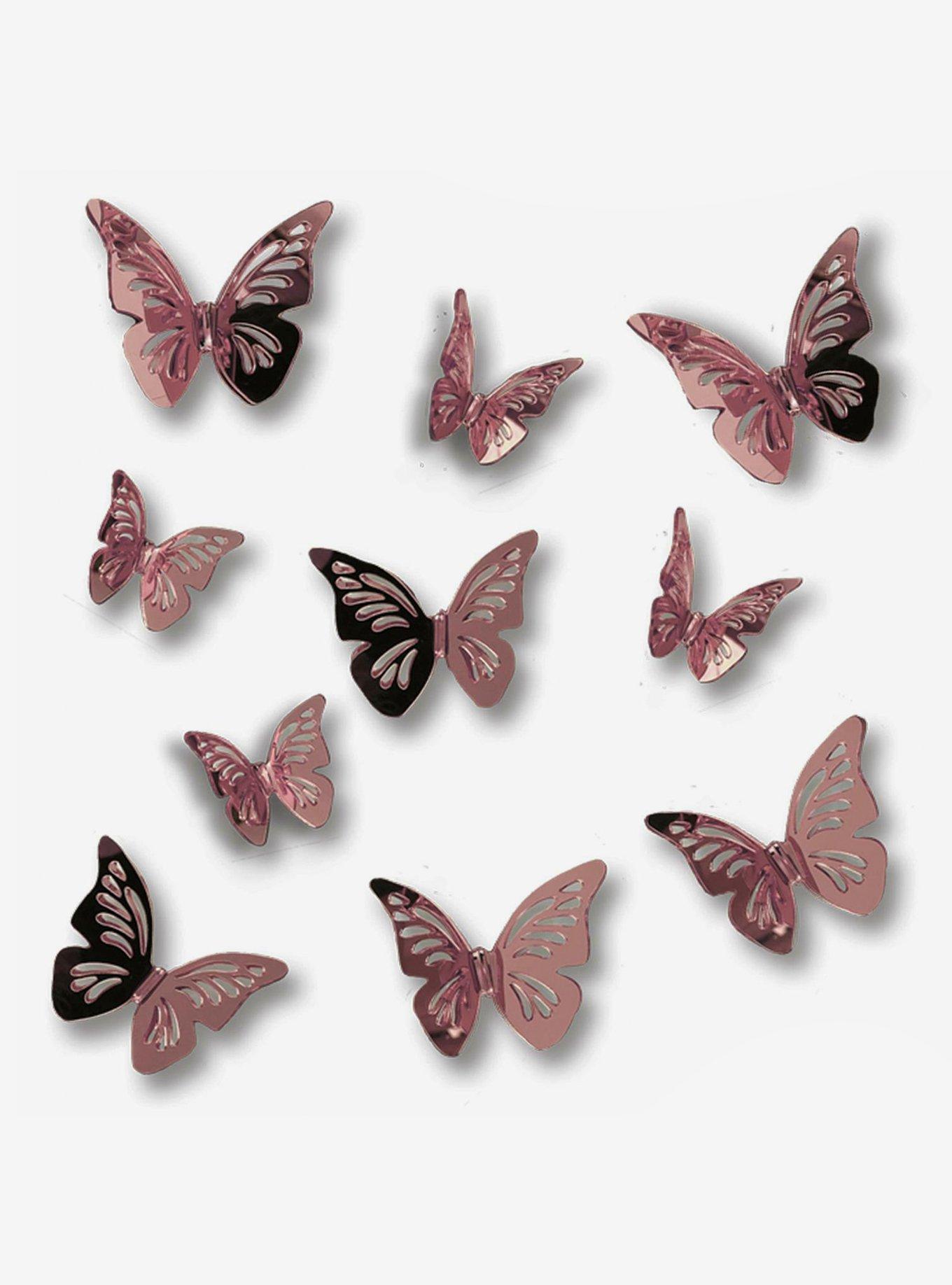3D Rose Gold Butterflies Peel & Stick Mirrors