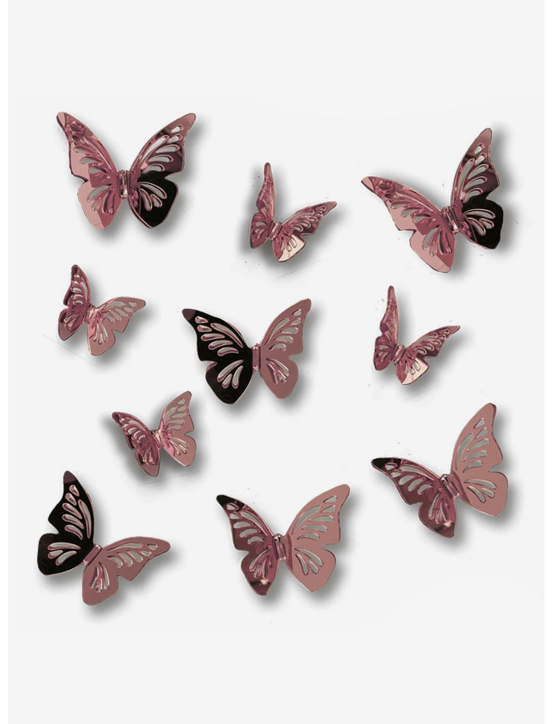3D Rose Gold Butterflies Peel & Stick Mirrors, , hi-res