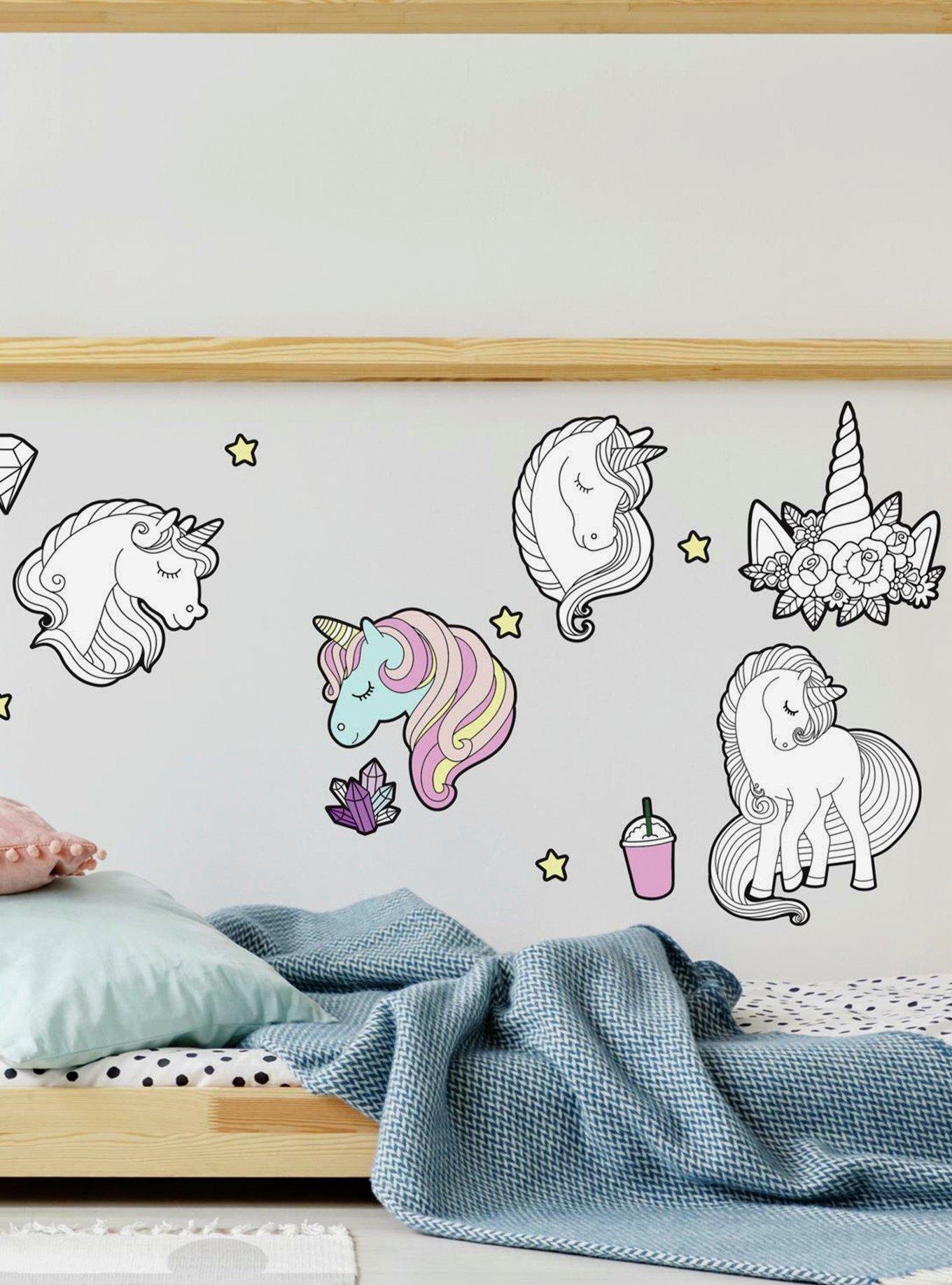 Color Your Own Unicorn Peel And Stick Wall Decals, , hi-res