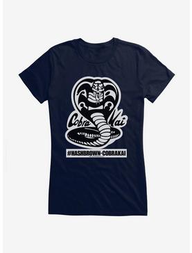 Cobra Kai Black And White Logo Hash Brown Girls T-Shirt, NAVY, hi-res