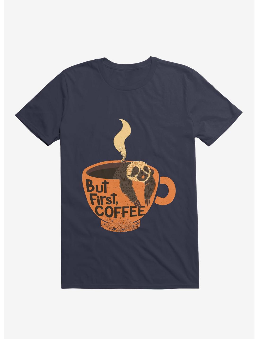But First Coffee T-Shirt, NAVY, hi-res