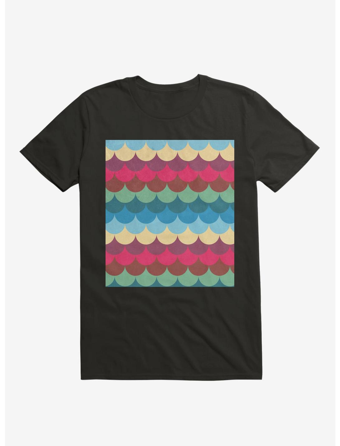 Colorful Mermaid Pattern T-Shirt, BLACK, hi-res