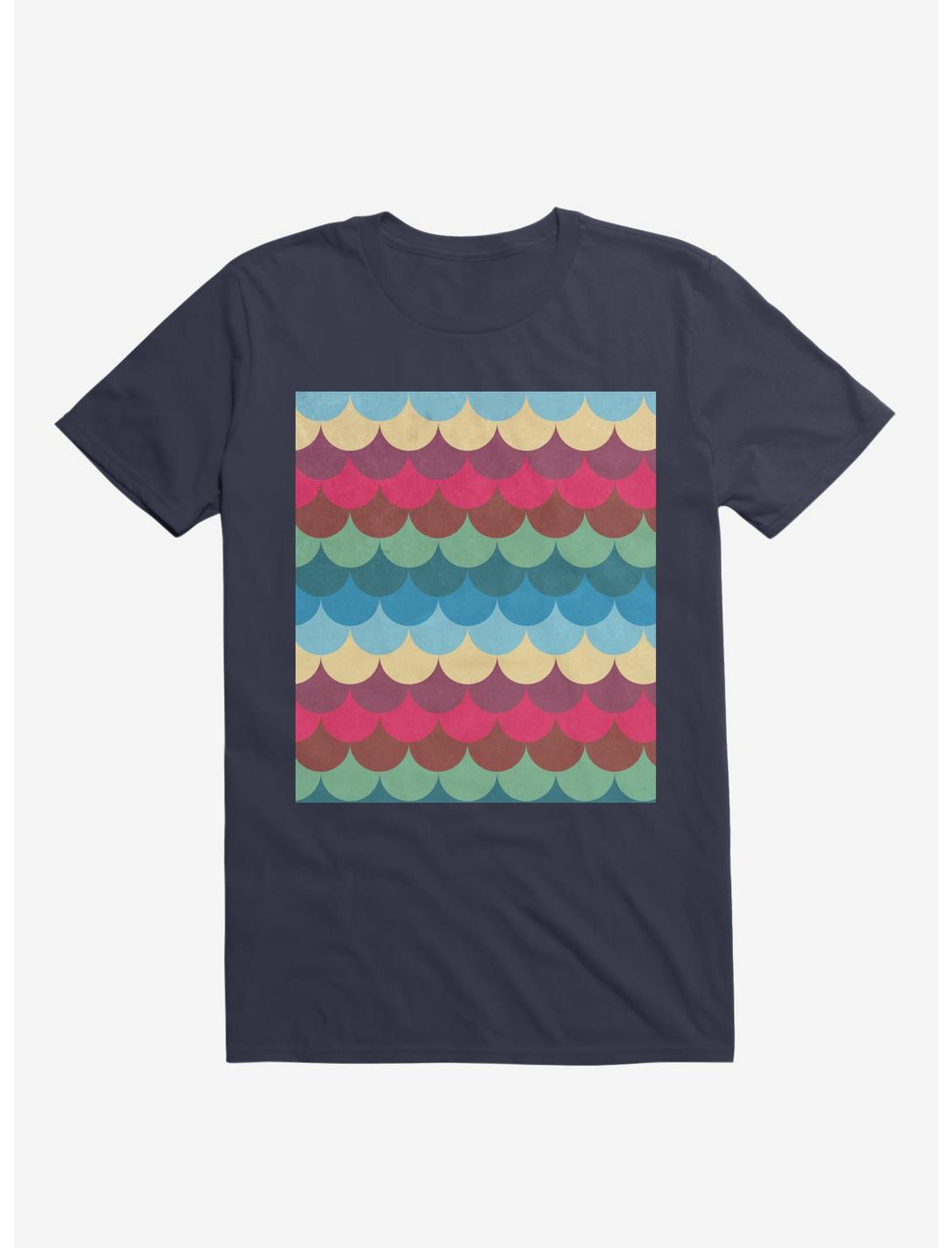 Colorful Mermaid Pattern T-Shirt, NAVY, hi-res