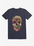Floral Skull Vintage Black T-Shirt, NAVY, hi-res