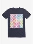 Geometric Fractal Triangles Bubblegum Rain T-Shirt, NAVY, hi-res