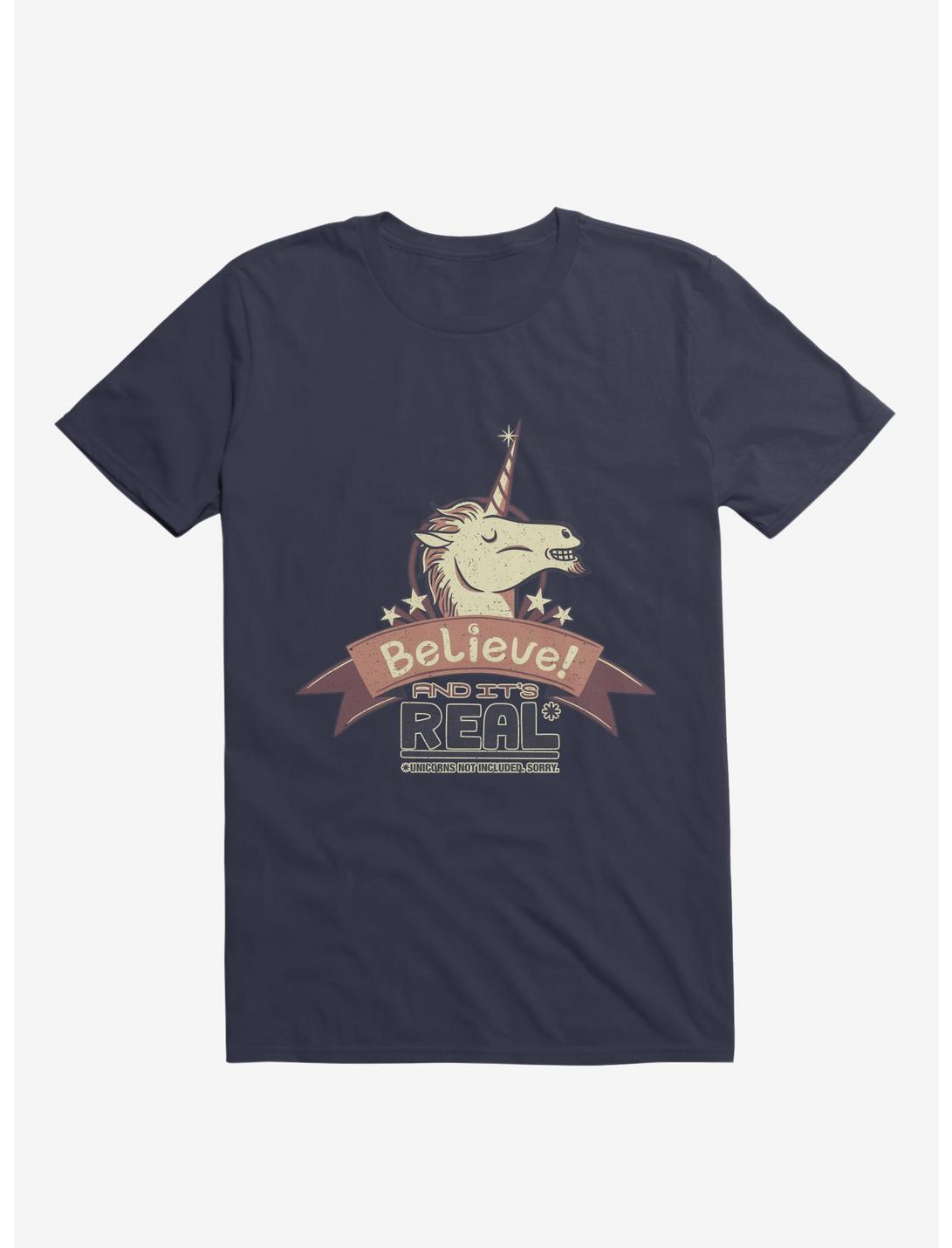 Unicorn Believe And It's Real T-Shirt, NAVY, hi-res