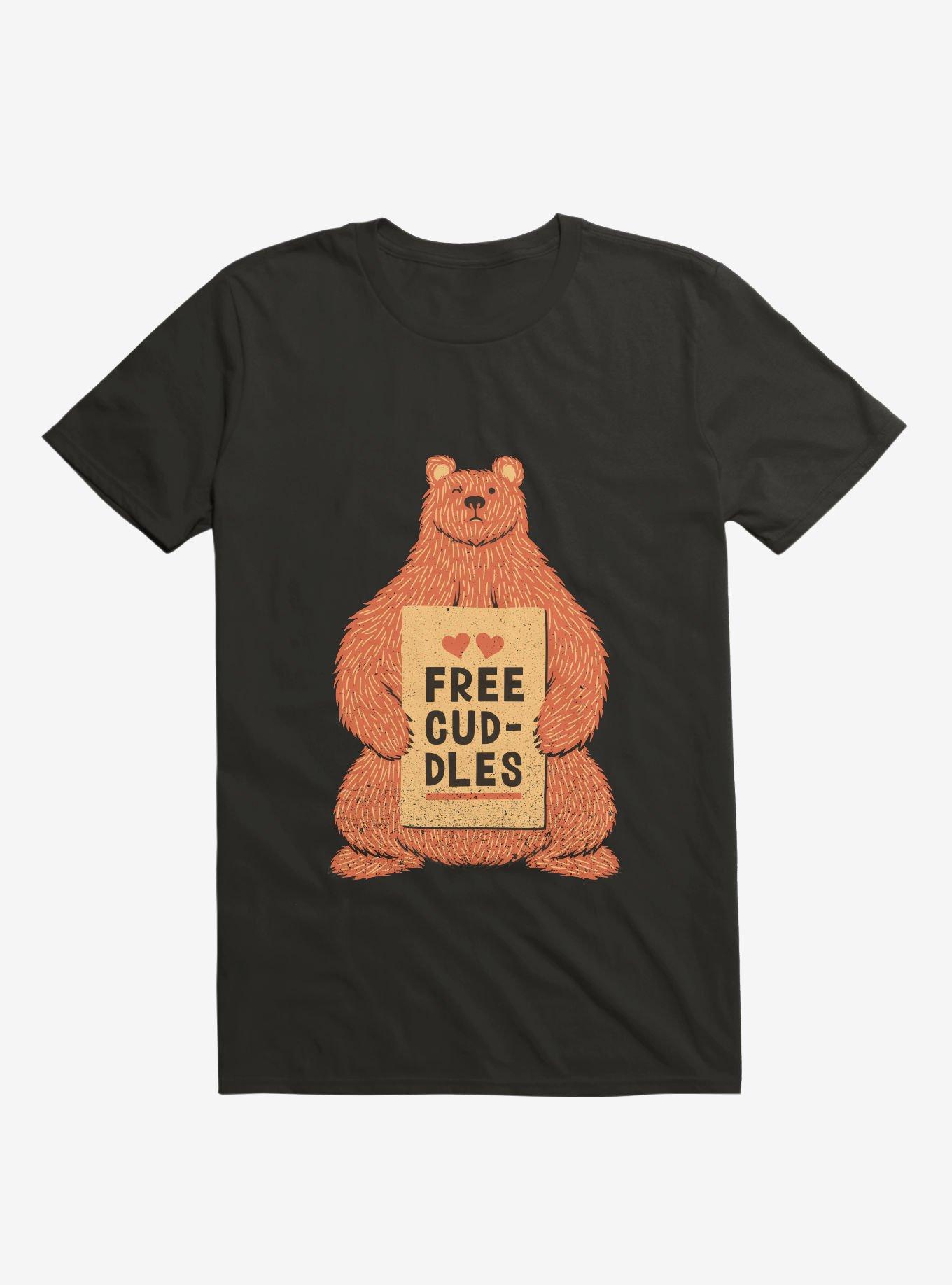 Cute Bear Free Cuddles Orange T-Shirt, BLACK, hi-res