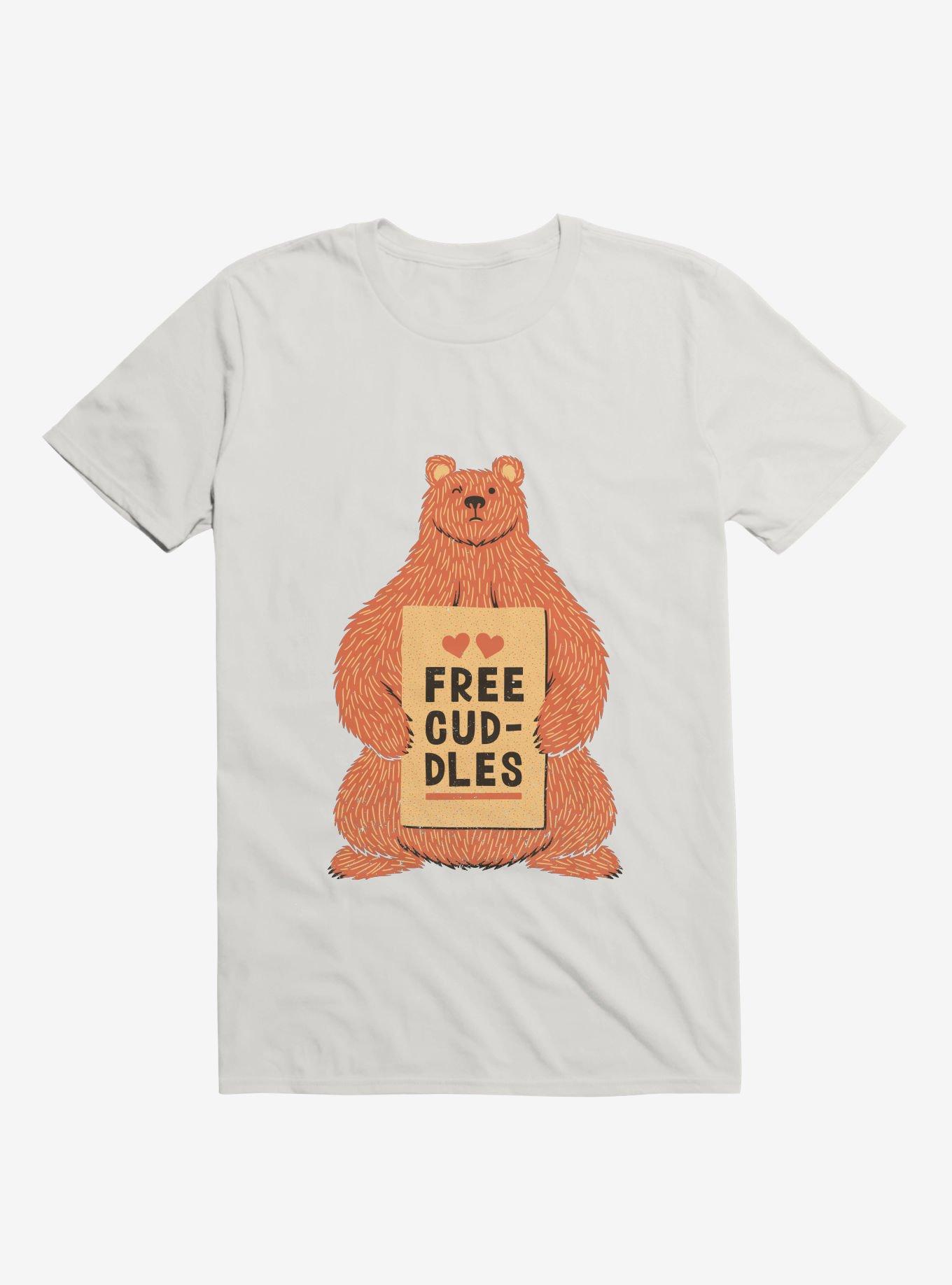 Cute Bear Free Cuddles Orange T-Shirt, WHITE, hi-res
