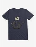 Skull Black Cat T-Shirt, NAVY, hi-res