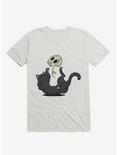 Skull Black Cat T-Shirt, WHITE, hi-res
