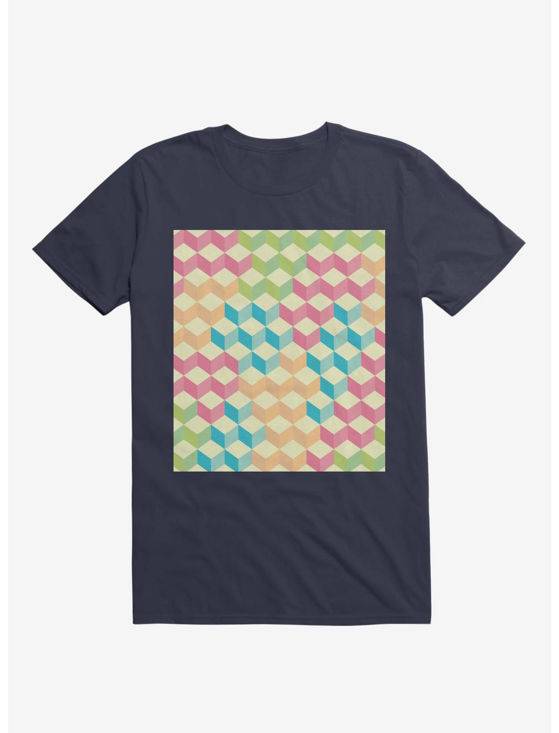 Sugar Cubes Geometric Pattern T-Shirt, NAVY, hi-res