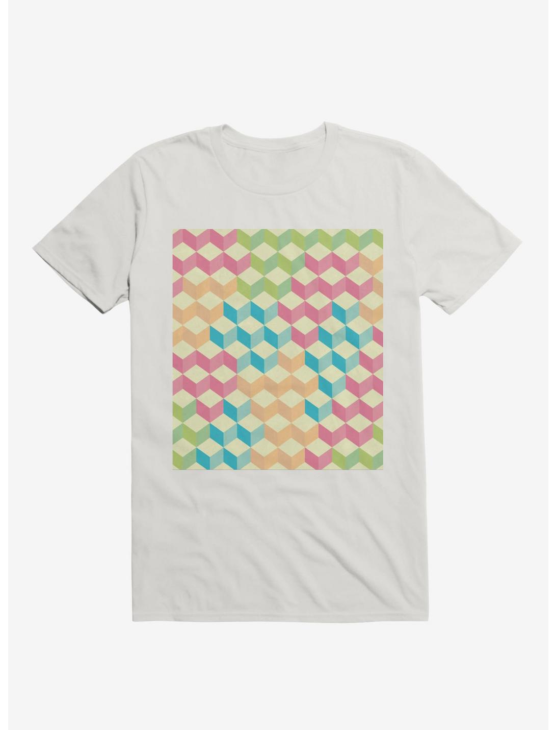 Sugar Cubes Geometric Pattern T-Shirt, WHITE, hi-res