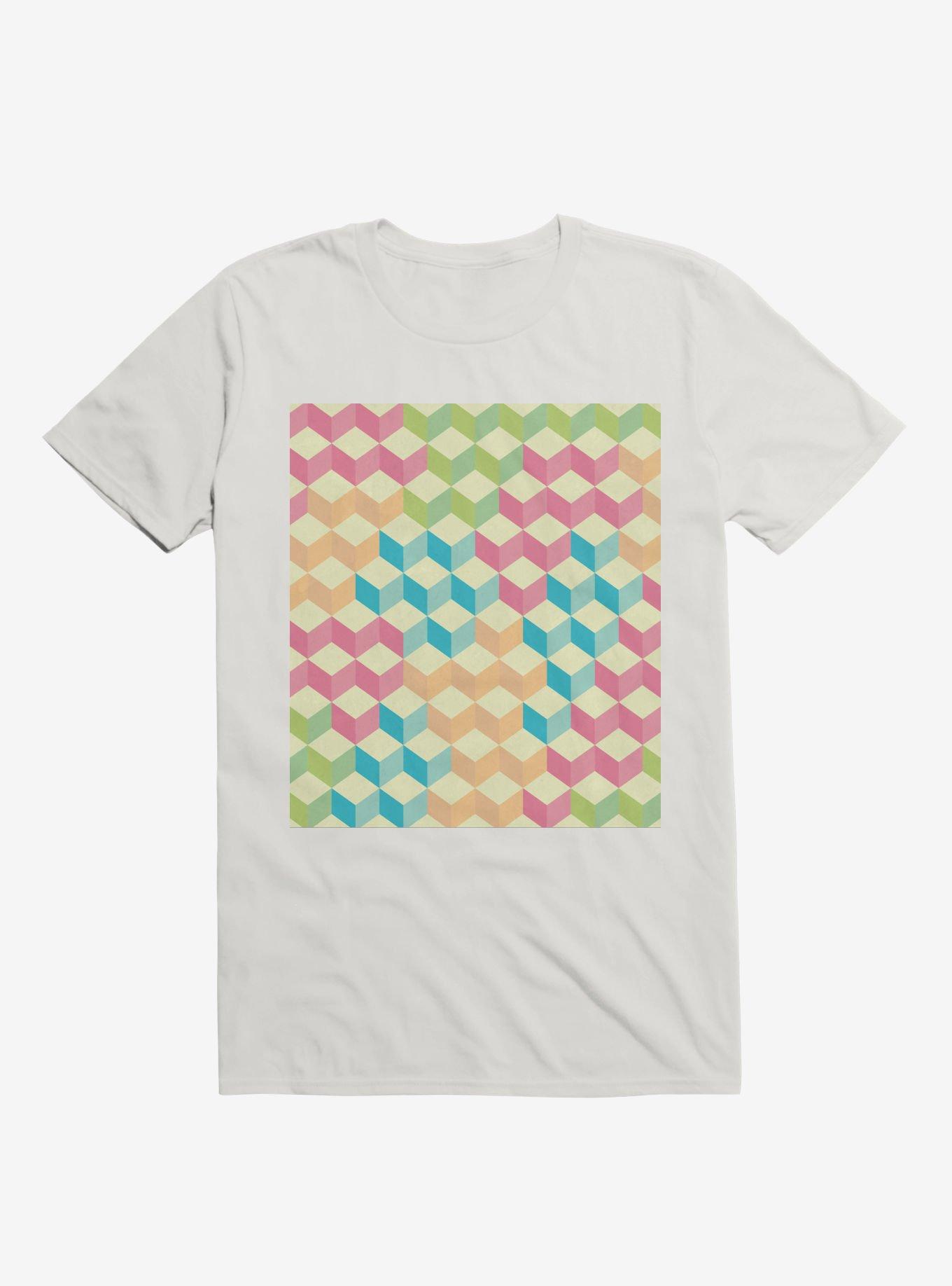 Sugar Cubes Geometric Pattern T-Shirt, WHITE, hi-res