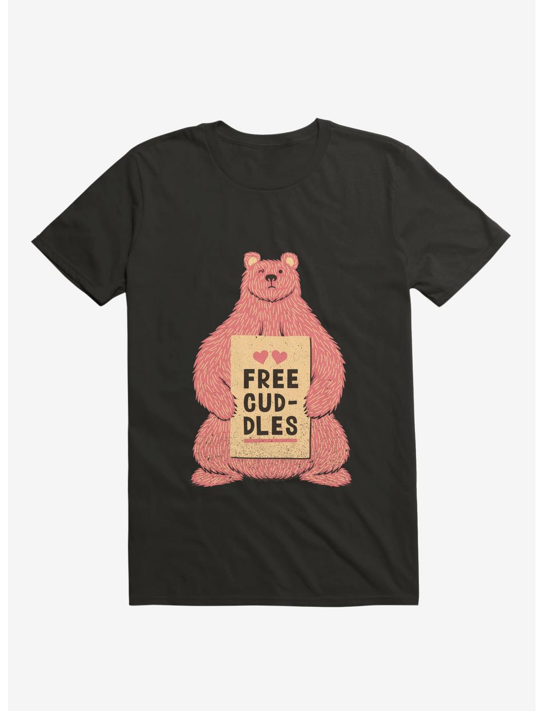 Cute Bear Free Cuddles Pink T-Shirt, BLACK, hi-res