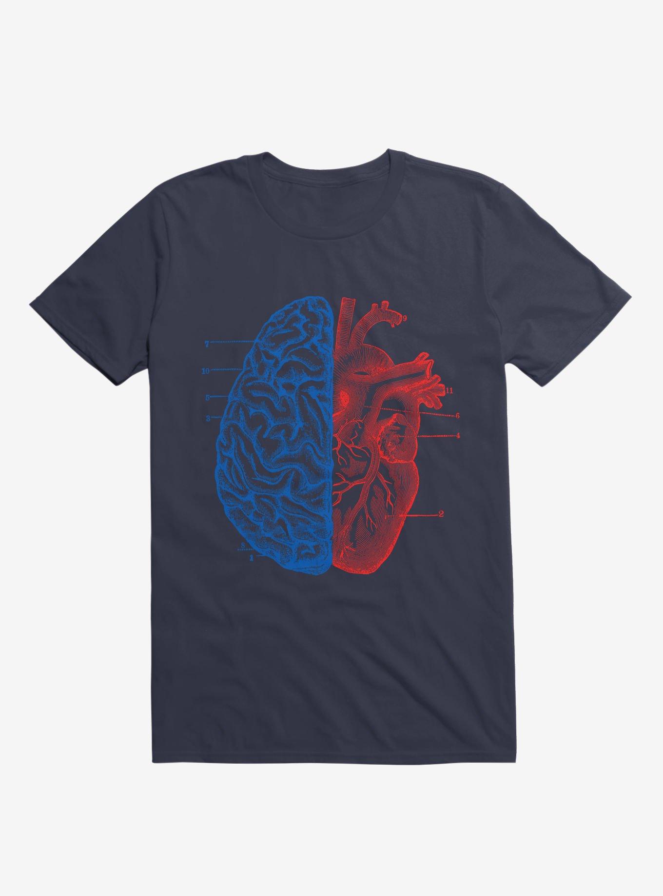 Heart and Brain T-Shirt, NAVY, hi-res