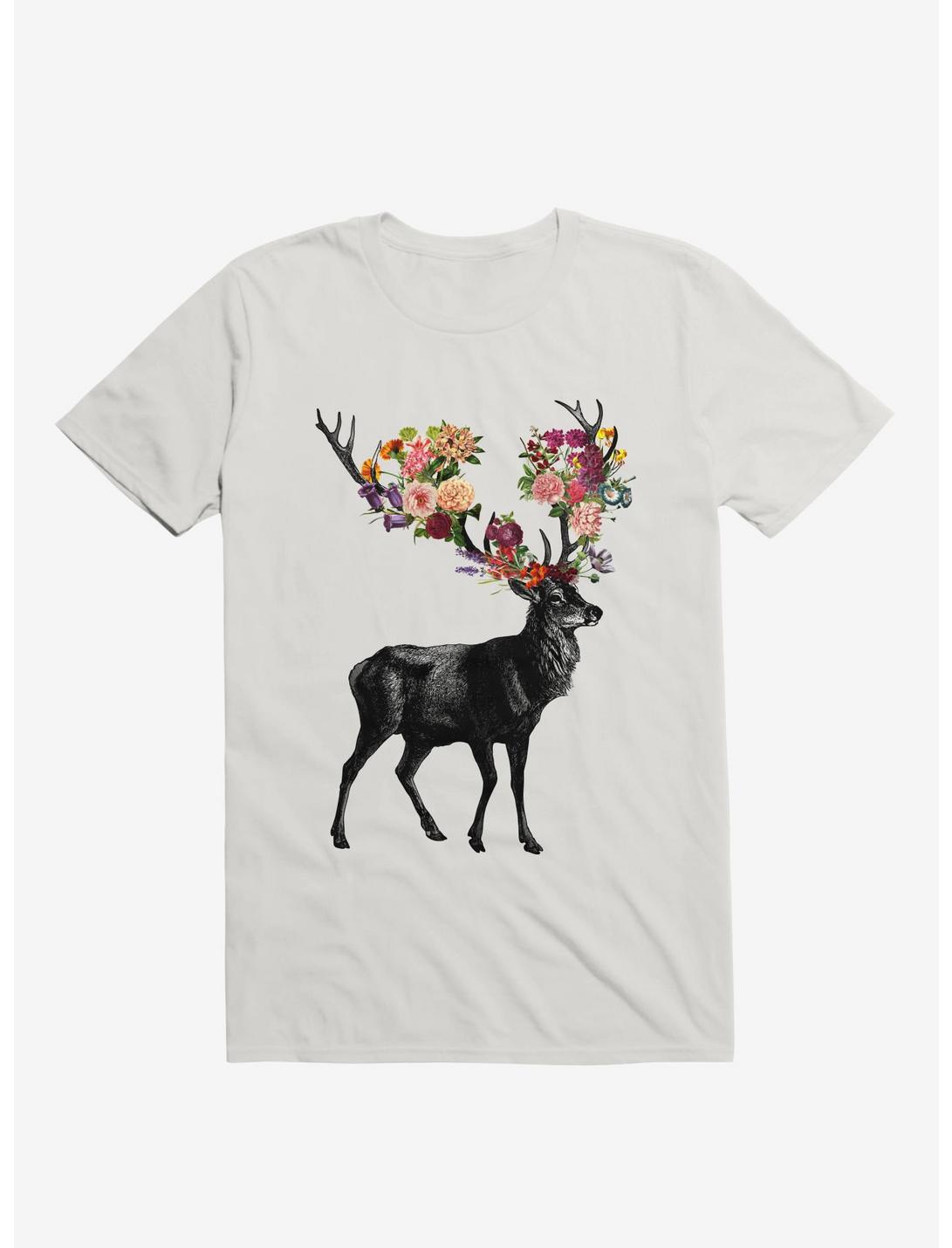 Spring Itself Deer Floral T-Shirt, WHITE, hi-res