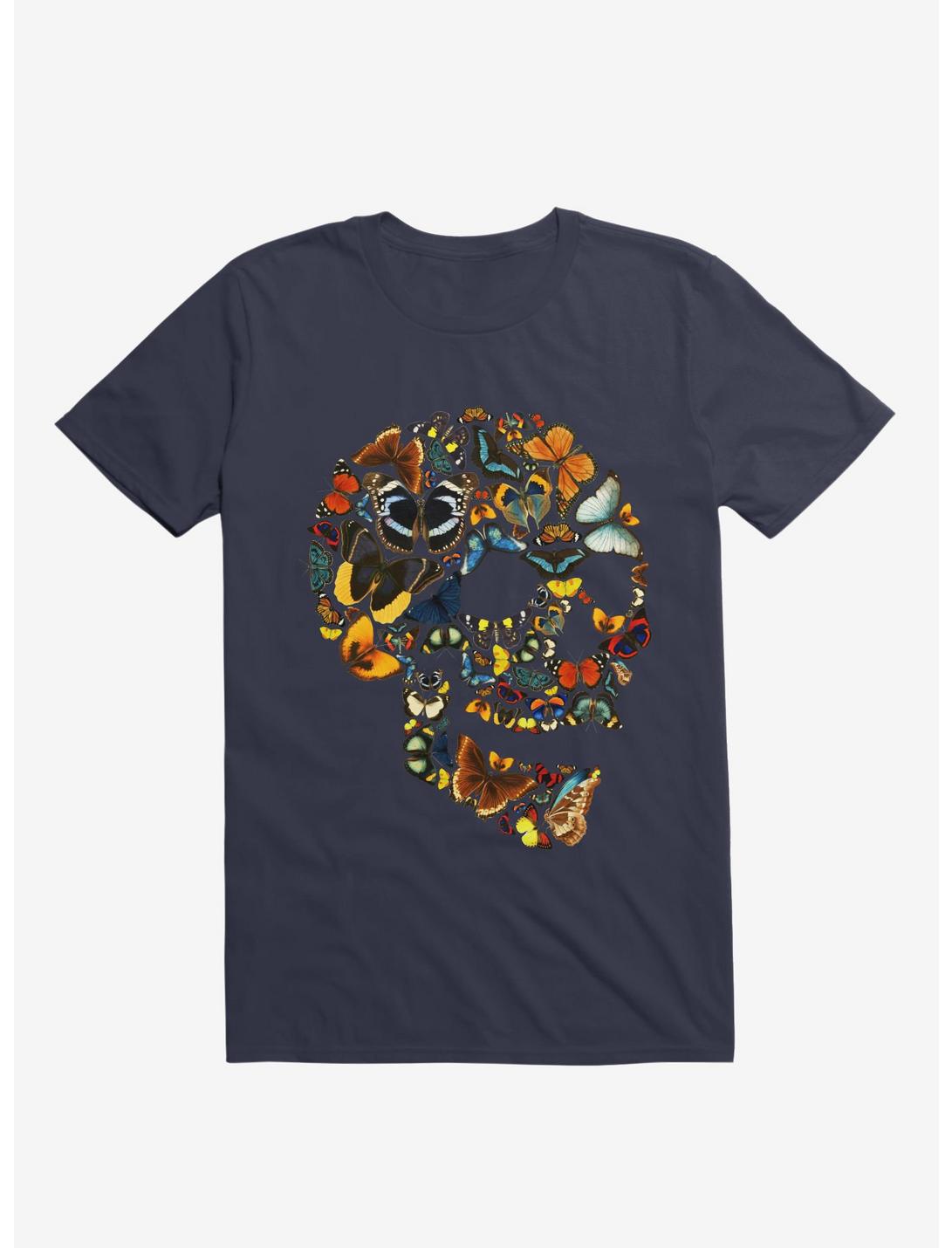 Butterfly Skull Vintage T-Shirt, NAVY, hi-res