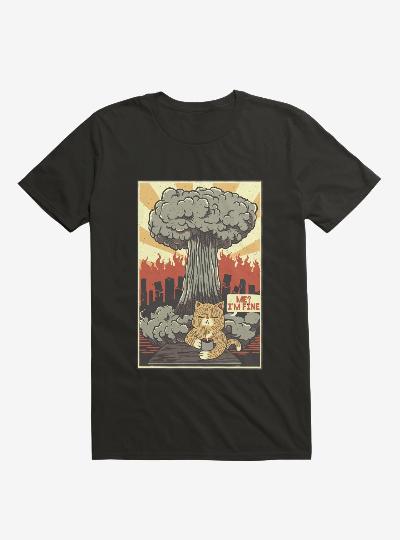 I'm Fine Cat T-Shirt, BLACK, hi-res