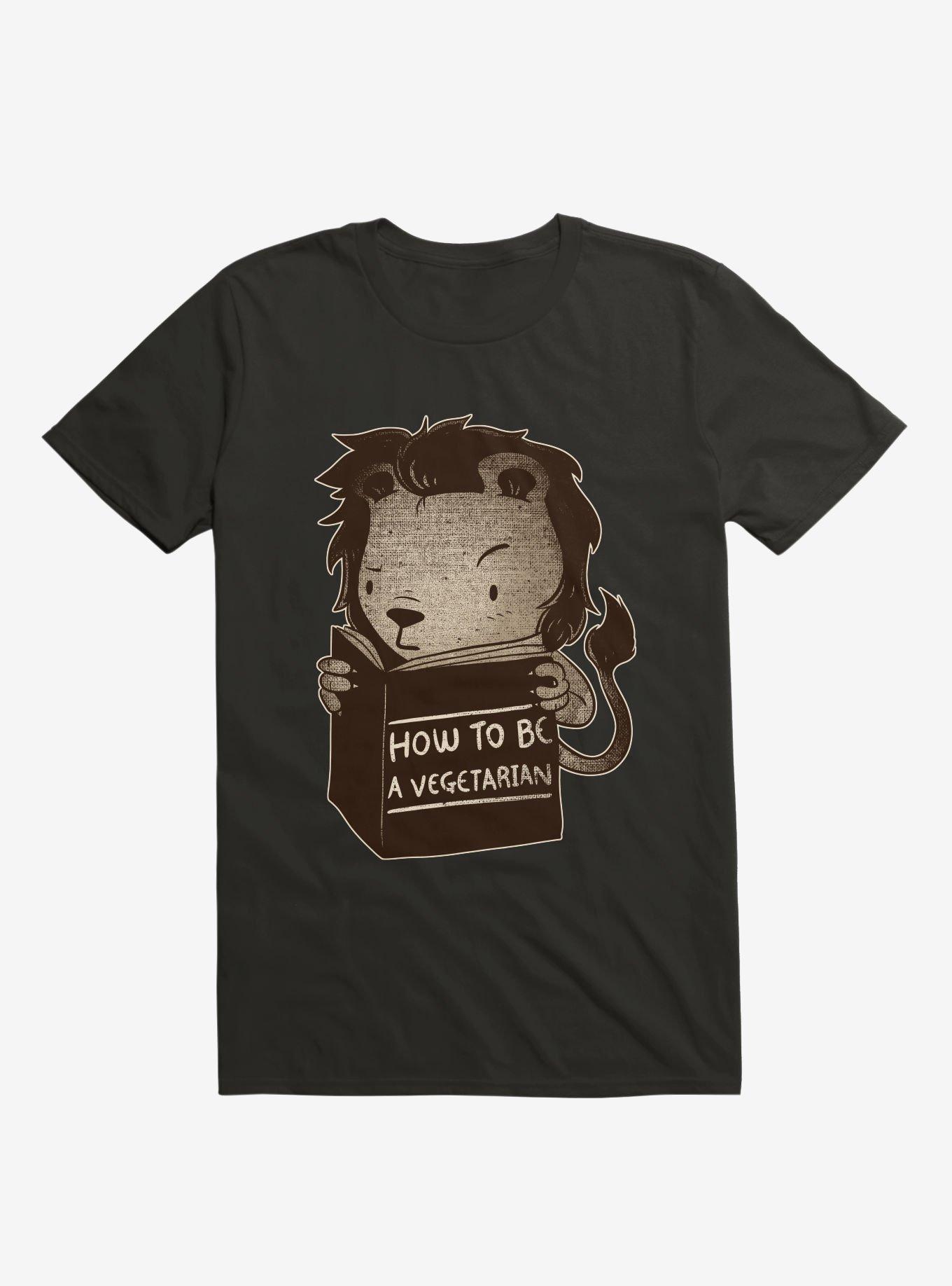 Lion Book How To Be Vegetarian T-Shirt, BLACK, hi-res