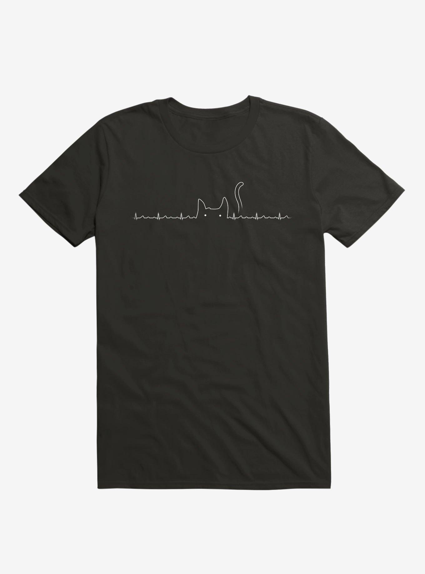 Cat Line Heartline T-Shirt, BLACK, hi-res