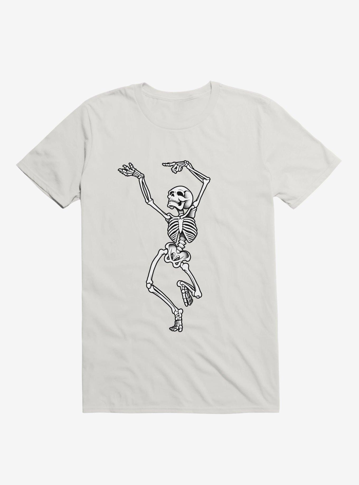 Dancing Skelleton T-Shirt, WHITE, hi-res