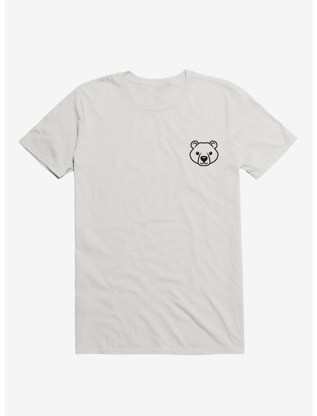 Bear Black and White Minimalist Pictogram T-Shirt, WHITE, hi-res