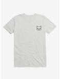 Cat Black and White Minimalist Pictogram T-Shirt, WHITE, hi-res
