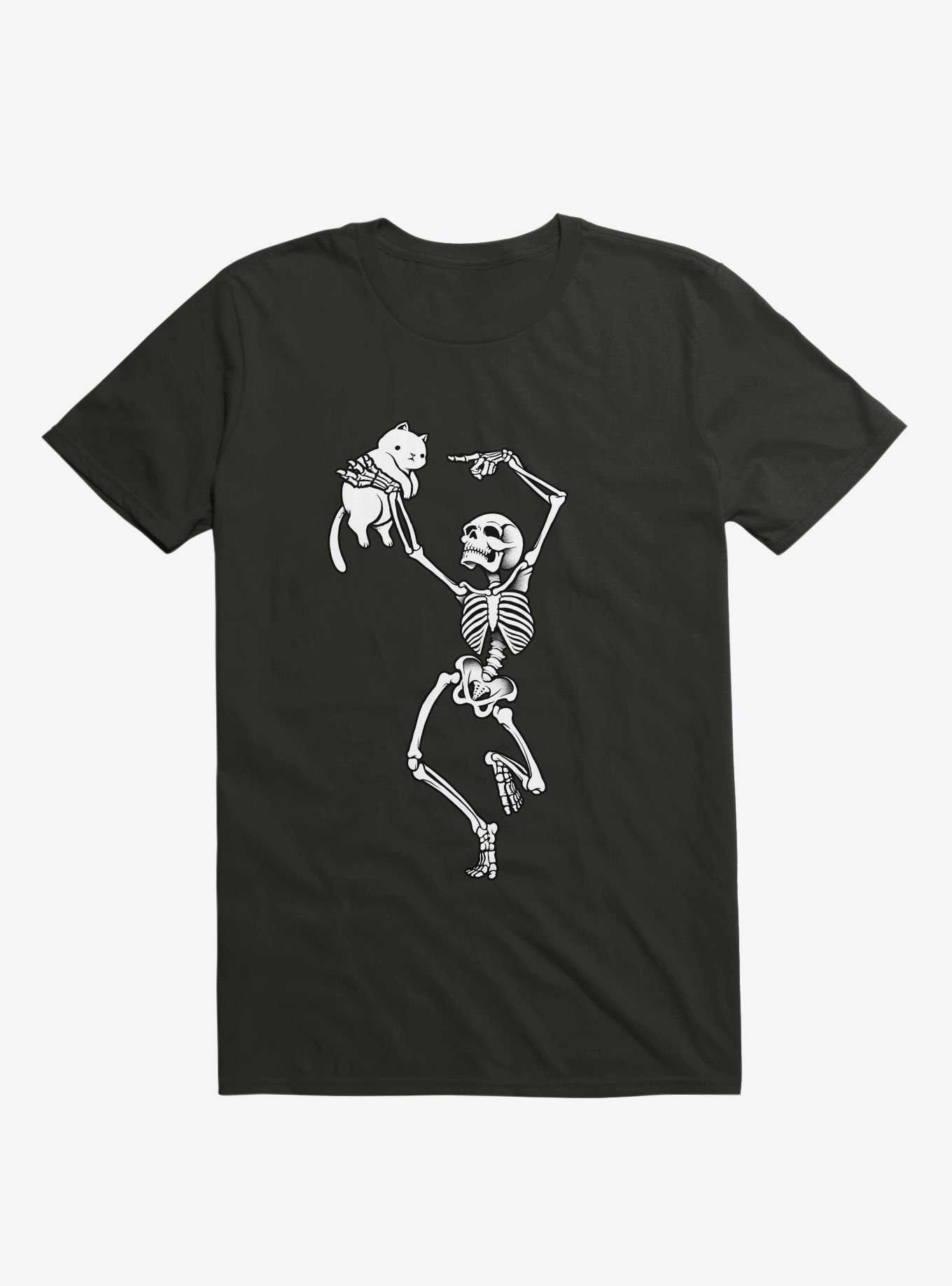 Dancing Skelleton With A Cat T-Shirt, , hi-res