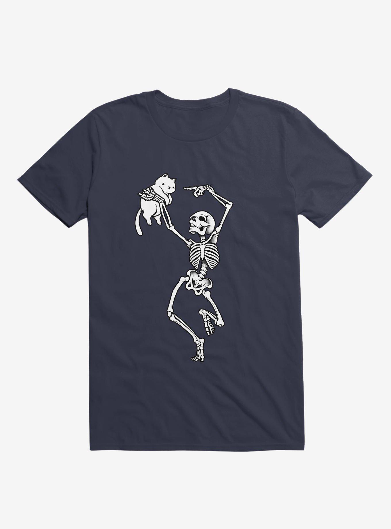 Dancing Skelleton With A Cat T-Shirt, , hi-res