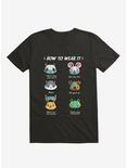 How Not To Wear A Face Mask Animals Cute Funny T-Shirt, BLACK, hi-res