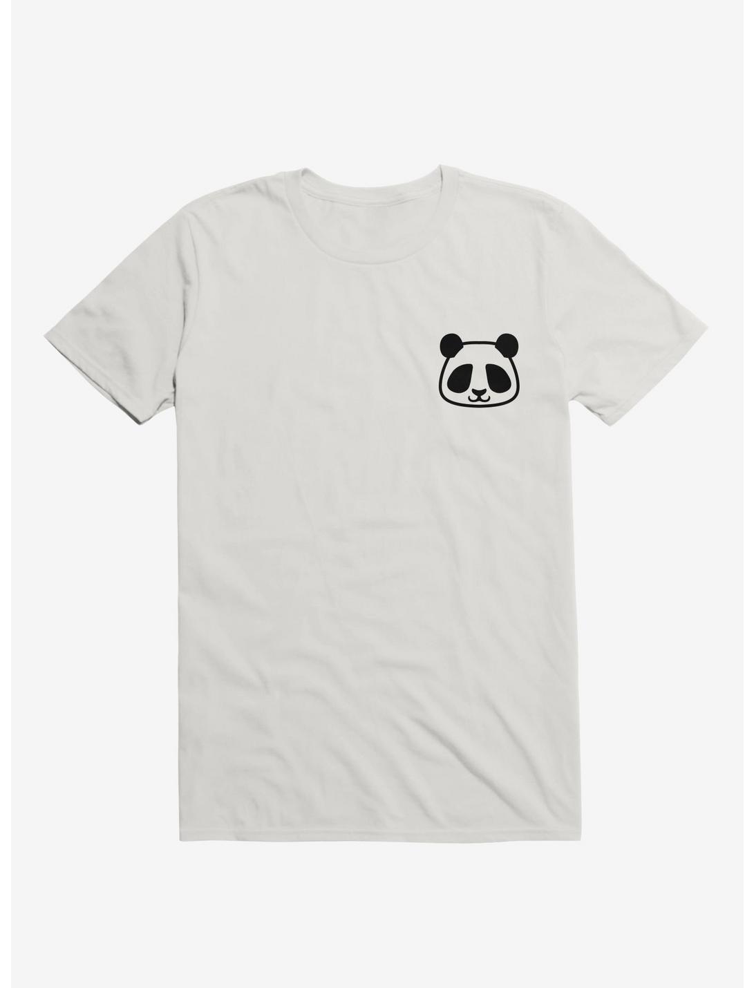 Panda Black and White Minimalist Pictogram T-Shirt, WHITE, hi-res