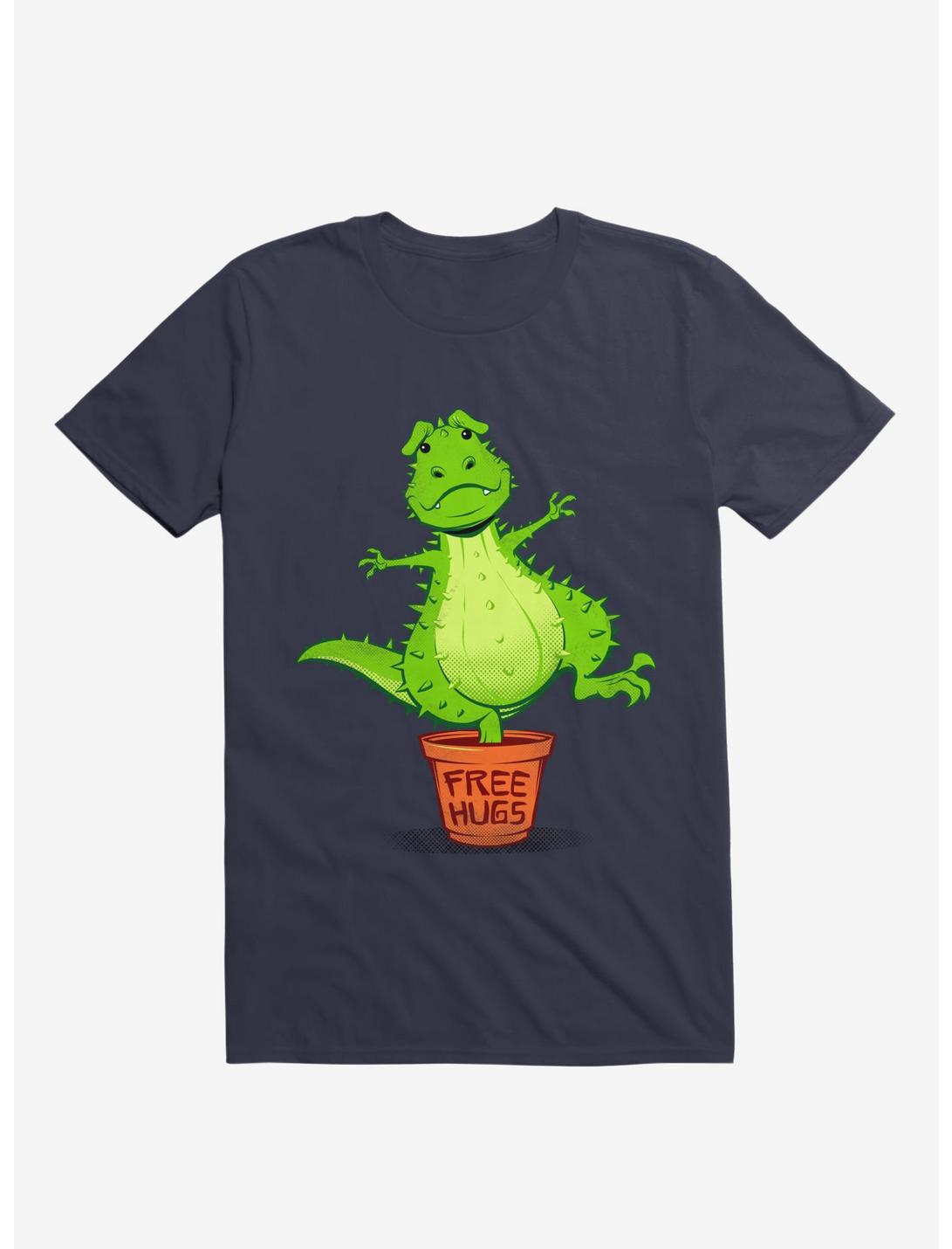 Cactus Rex Free Hugs T-Shirt, NAVY, hi-res