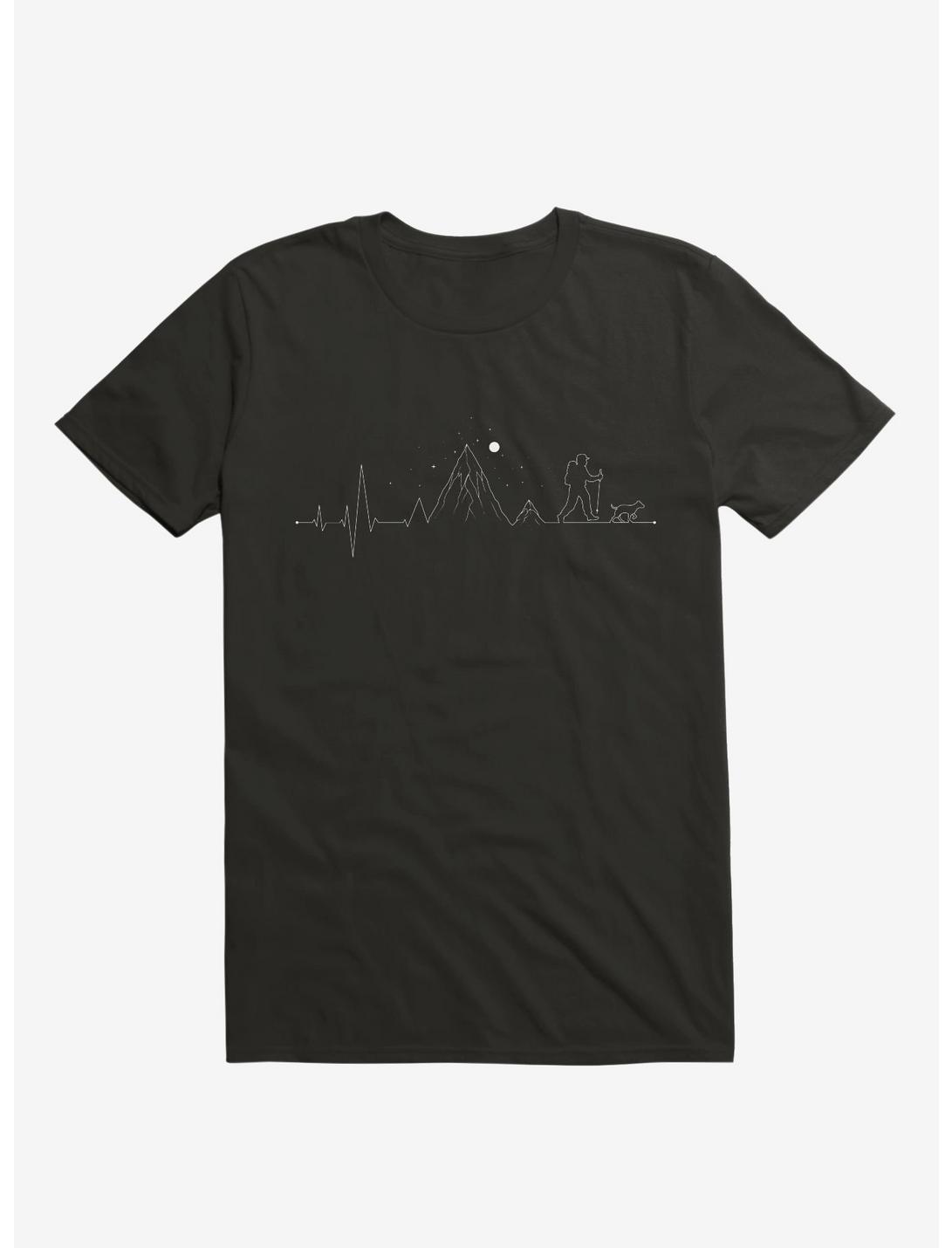 Hiking Heartbeat Mountain Lifestyle T-Shirt, BLACK, hi-res