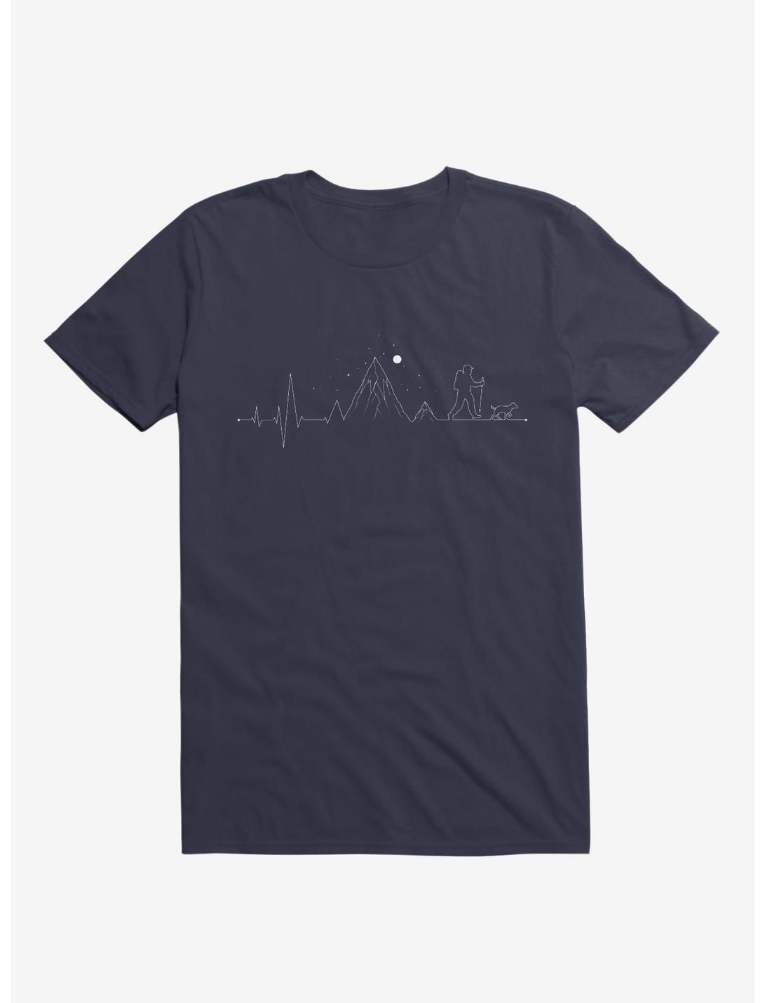 Hiking Heartbeat Mountain Lifestyle T-Shirt, NAVY, hi-res