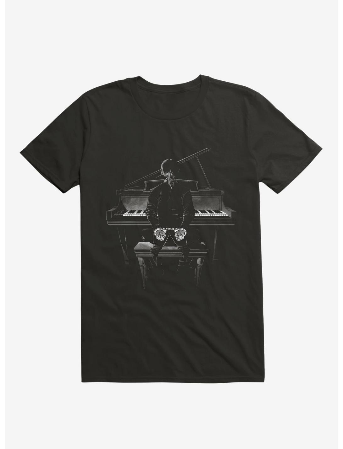 Locked Piano Key T-Shirt, BLACK, hi-res