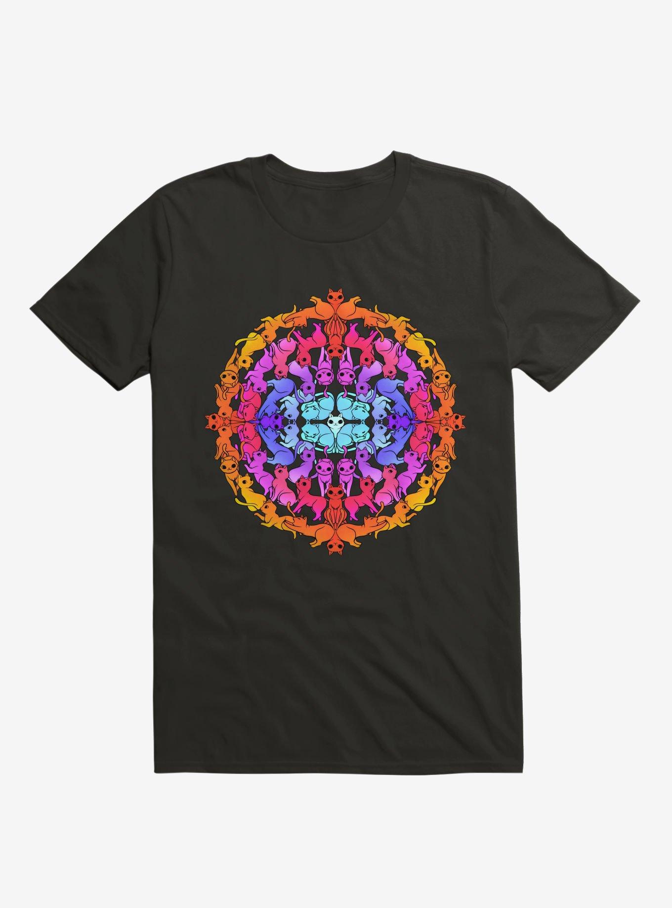 Mandala Cat T-Shirt, BLACK, hi-res