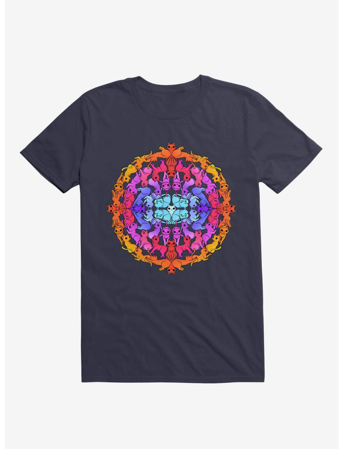 Mandala Cat T-Shirt, NAVY, hi-res