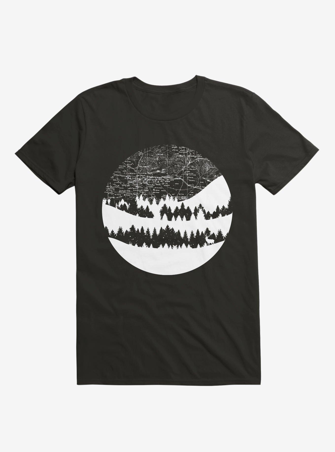 Maps Silhouette Circle T-Shirt, BLACK, hi-res