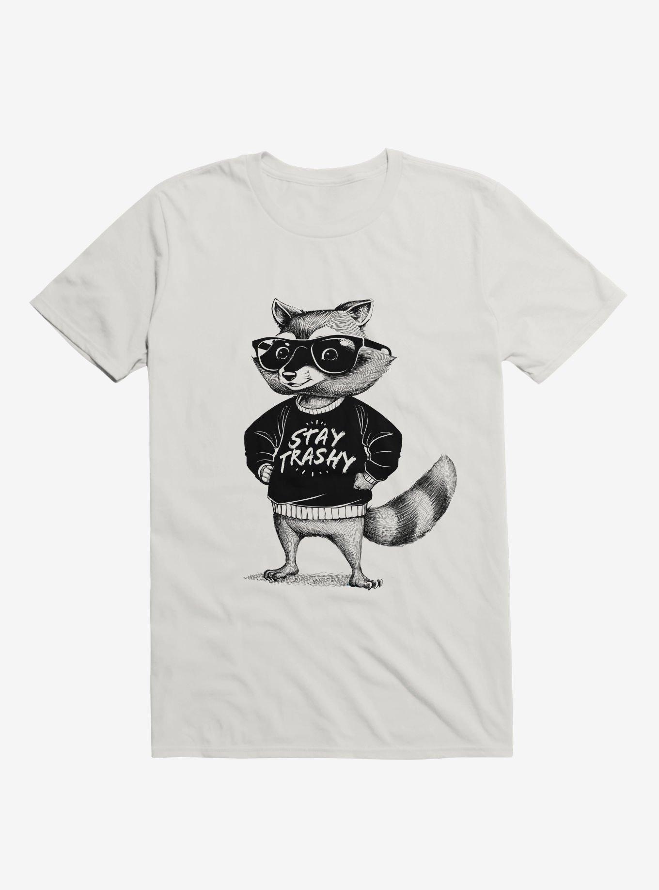 Stay Trashy Raccoon T-Shirt, WHITE, hi-res