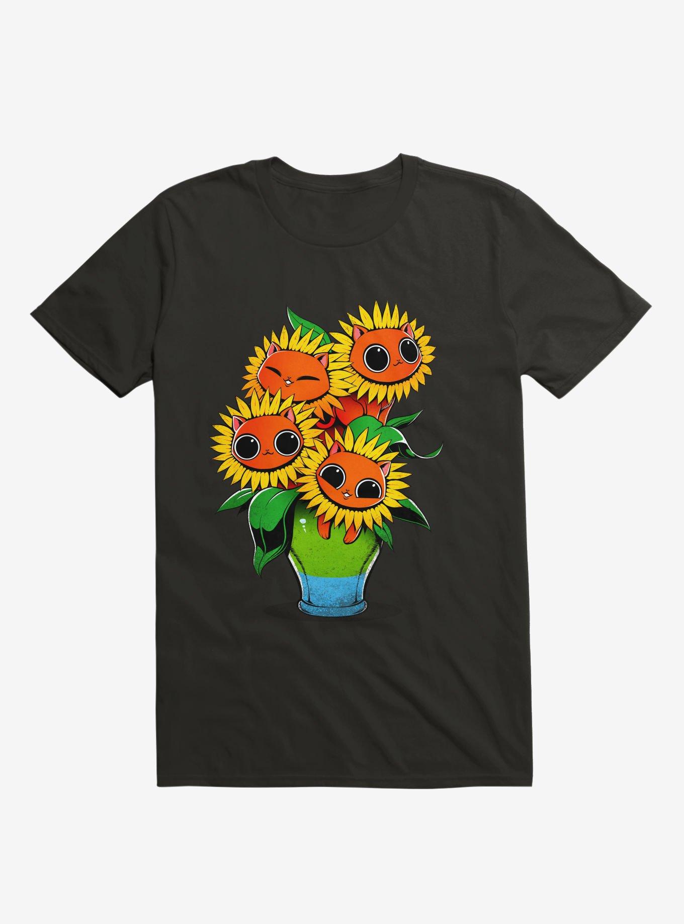 Sunflower Cat T-Shirt, BLACK, hi-res