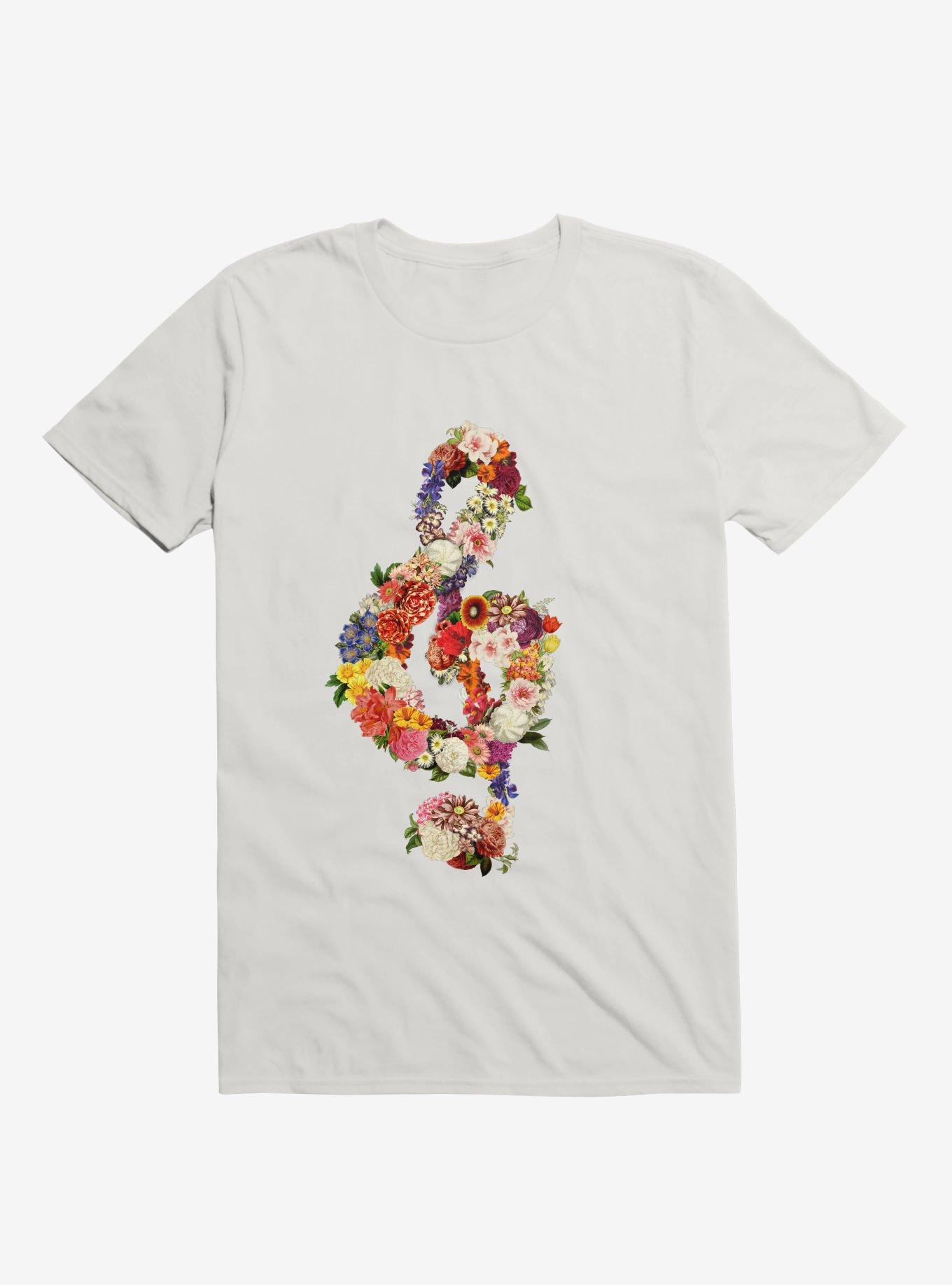 Flower Music Heart T-Shirt, WHITE, hi-res