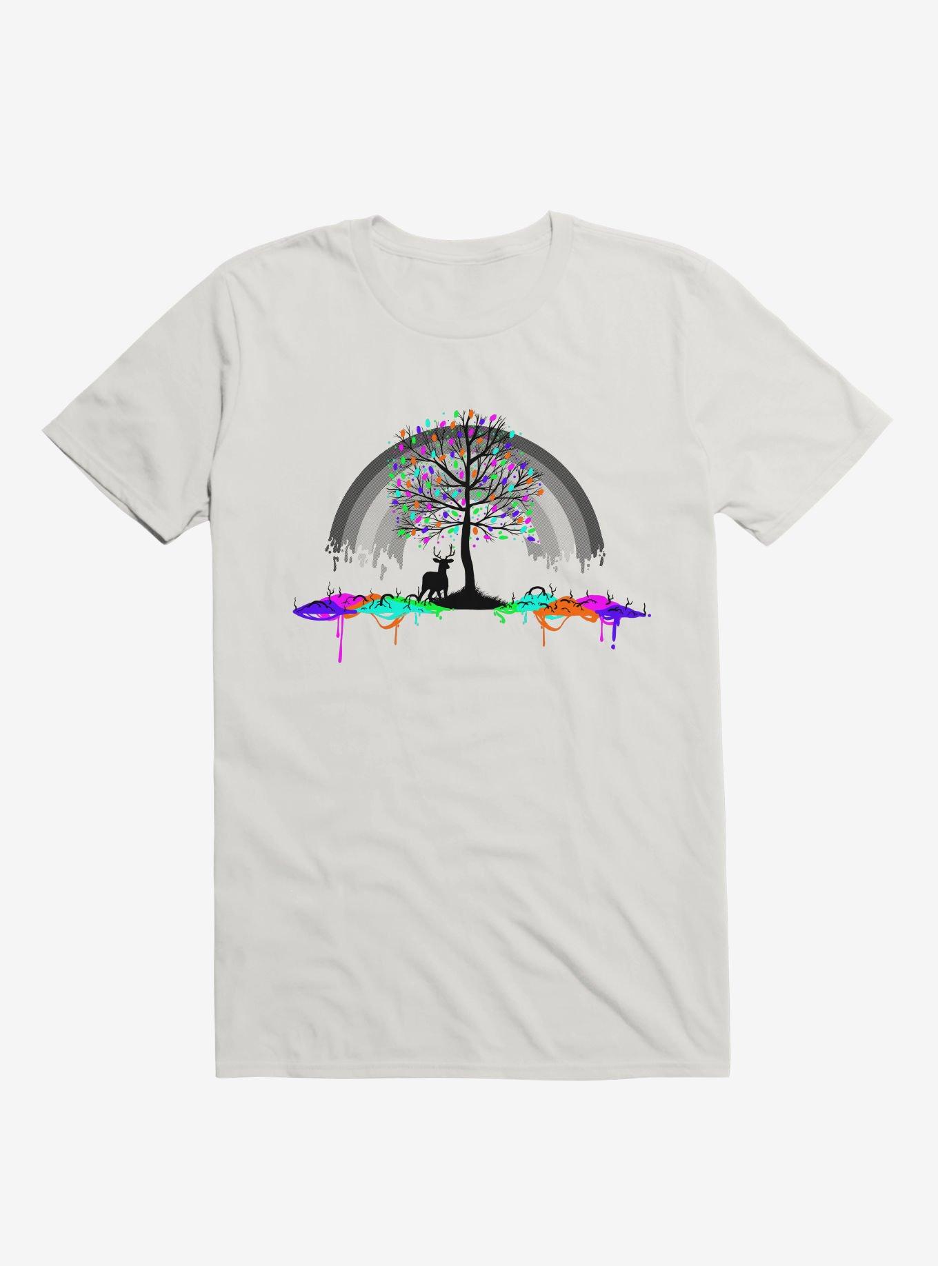 Melting Rainbow Colors Parasite T-Shirt, WHITE, hi-res