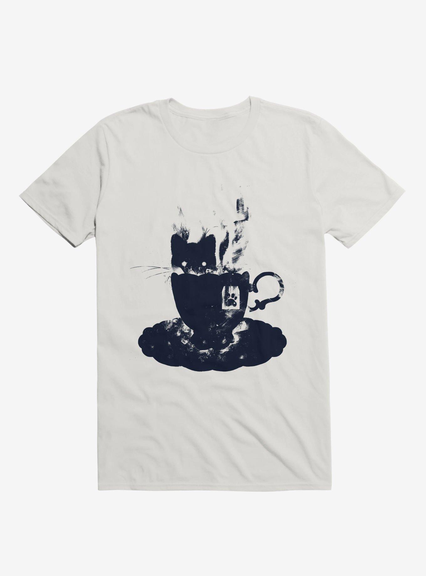 Having Tea With My Lovely Cat T-Shirt, WHITE, hi-res