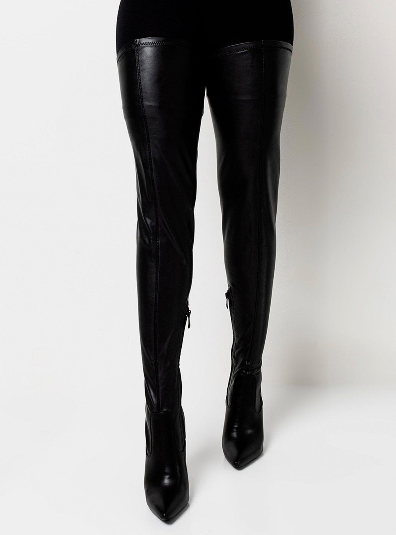 AZALEA WANG OH MY LOVE FAUX LEATHER THIGH HIGH