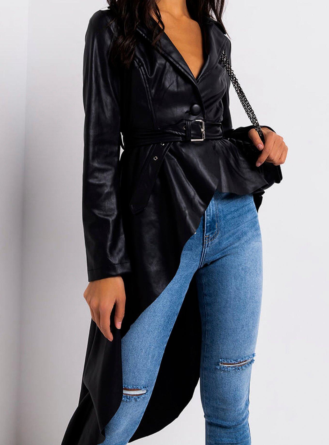 Azalea Wang Make Waves Peplum Jacket, BLACK, hi-res